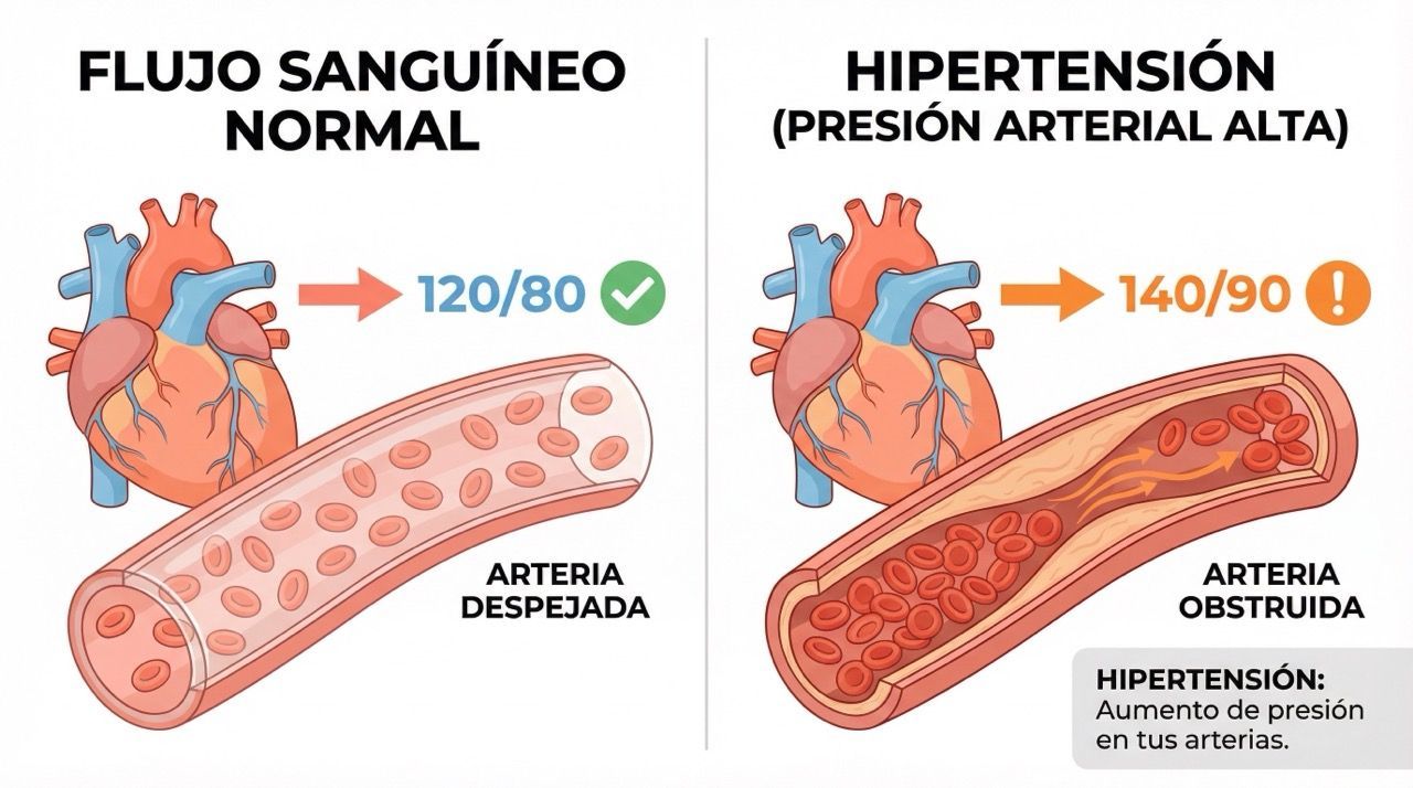 Ilustración explicativa de la hipertensión