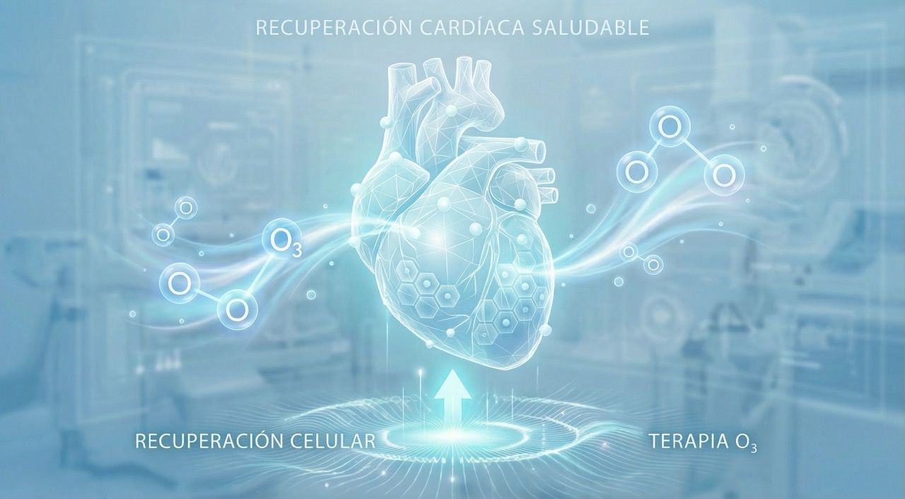 Ilustración artística de la recuperación cardíaca con ozono